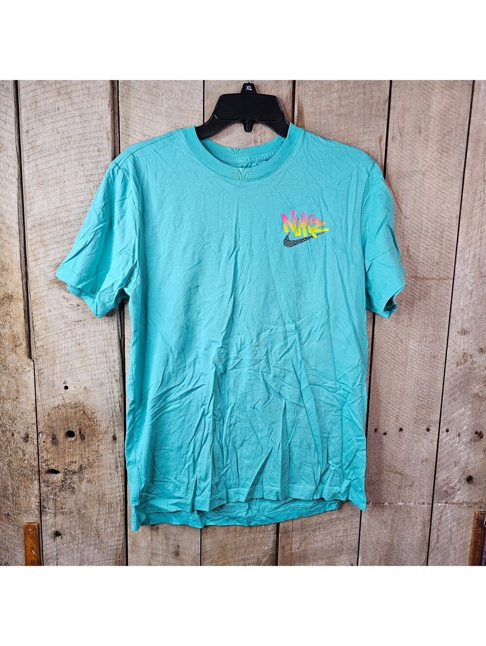 Nike The Nike Tee Men's M Teal Aqua Graphic Print T-Shirt Turtle Logo Crew Neck